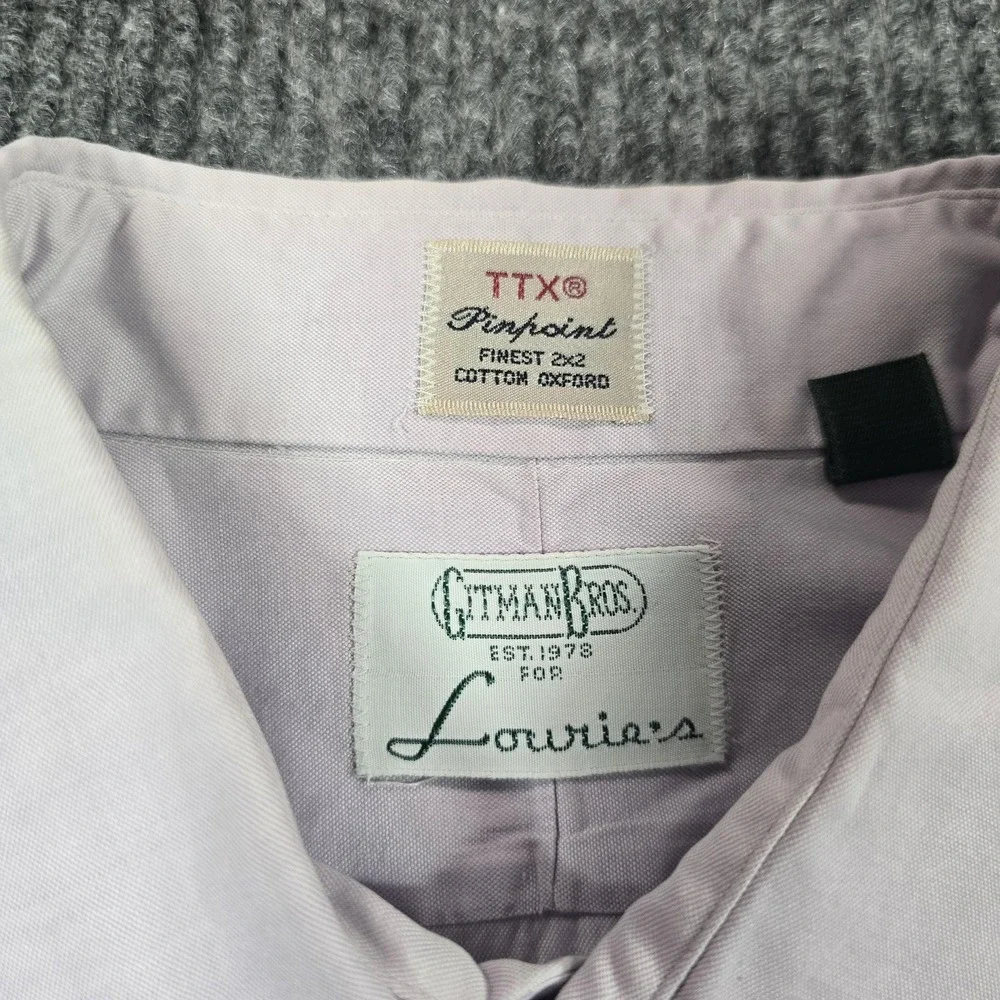 Gitman Bros. Shirt Mens Large Purple Solid Cotton Oxford Long Sleeve Button USA - Picture 3 of 11